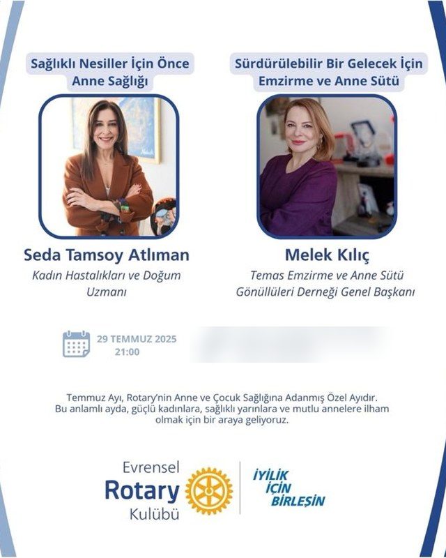Anne ve Çocuk Sağlığı Semineri afişi: Seda Tamsoy Atlıman ve Melek Kılıç, 29 Temmuz 2025