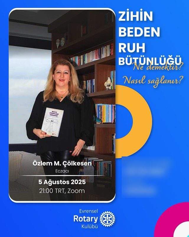 Zihin Beden Ruh Bütünlüğü etkinlik afişi: Özlem M. Çölkesen, 5 Ağustos 2025
